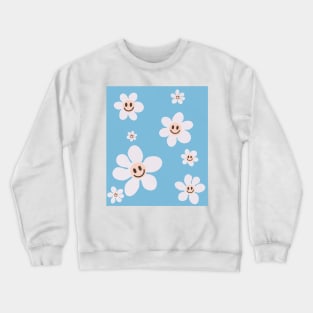 pattern flower emoji happy sky blue pink white Crewneck Sweatshirt